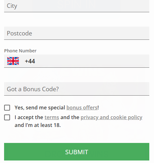 Mr Play Sign-Up Process - Step 2